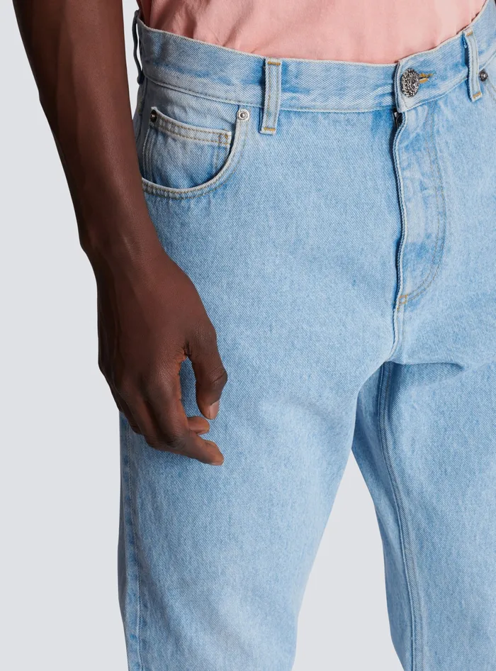 Balmain Light Blue Regularfit Denim Jeans Blue Men Denim