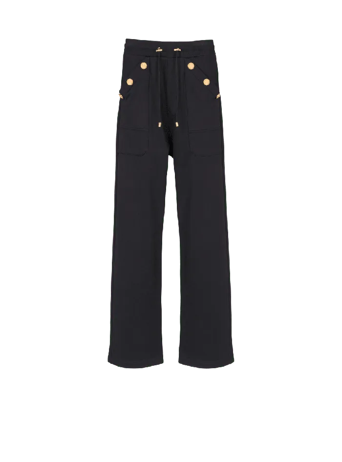 Balmain Loosefitting Buttoned Joggers Black Women Trousers And Shorts
