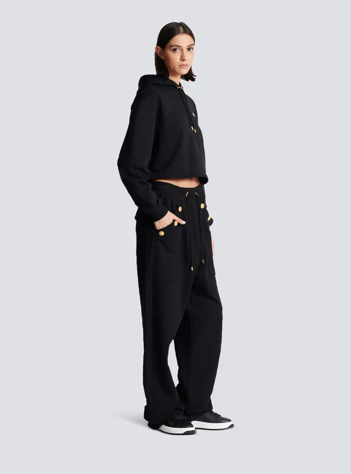 Balmain Loosefitting Buttoned Joggers Black Women Trousers And Shorts