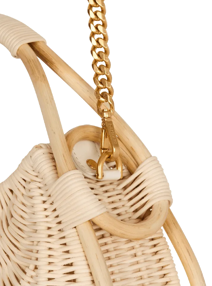 Balmain Medium Jolie Madame Wicker Basket Bag Beige Women Handbags