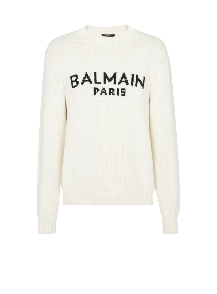 Balmain Merino Knit Jumper Beige Men Knitwear