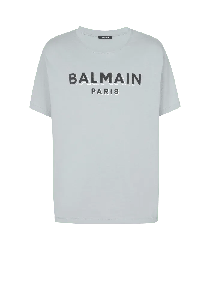 Balmain Metallic Flocked Tshirt Grey Men TShirts