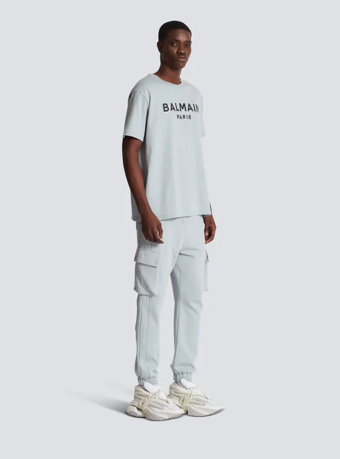 Balmain Metallic Flocked Tshirt Grey Men TShirts