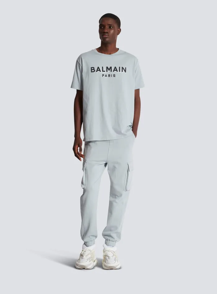Balmain Metallic Flocked Tshirt Grey Men TShirts