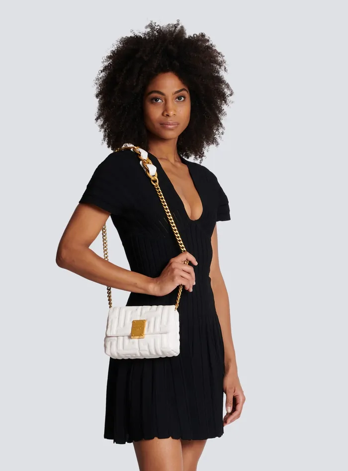 Balmain Mini 1945 Soft Bag In Quilted Leather Pink Women Crossbody Bags