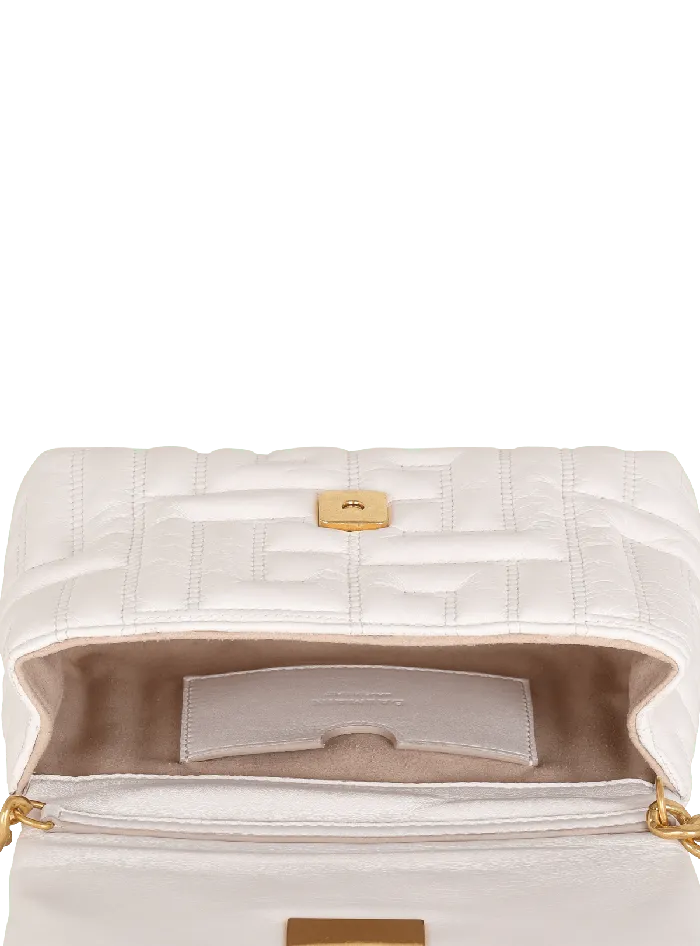 Balmain Mini 1945 Soft Bag In Quilted Leather Pink Women Crossbody Bags