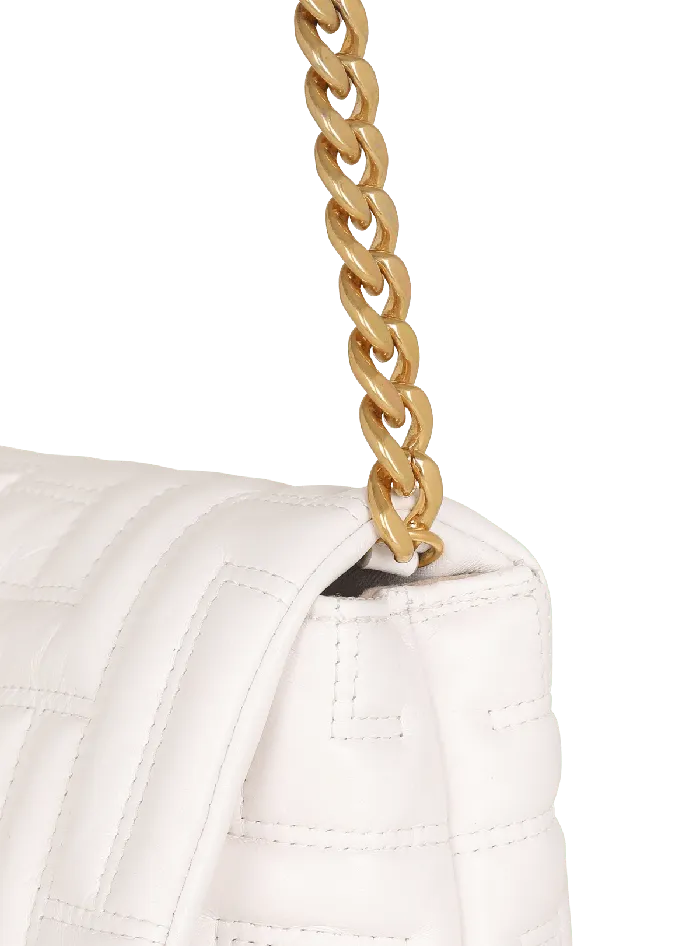 Balmain Mini 1945 Soft Bag In Quilted Leather Pink Women Crossbody Bags