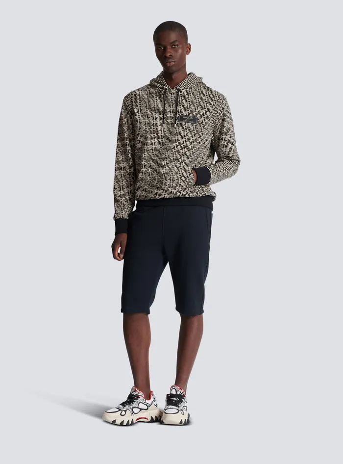 Balmain Monogram Hoodie Black Men Sweatshirts