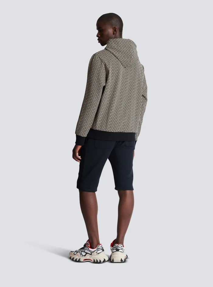 Balmain Monogram Hoodie Black Men Sweatshirts