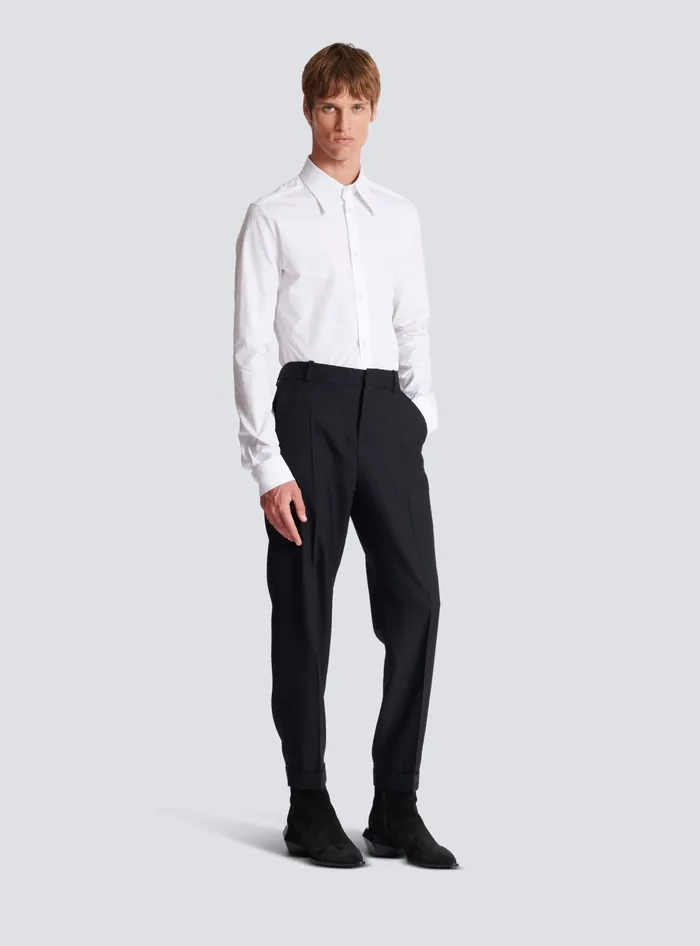Balmain Monogram Wool Trousers Black Men Trousers And Shorts