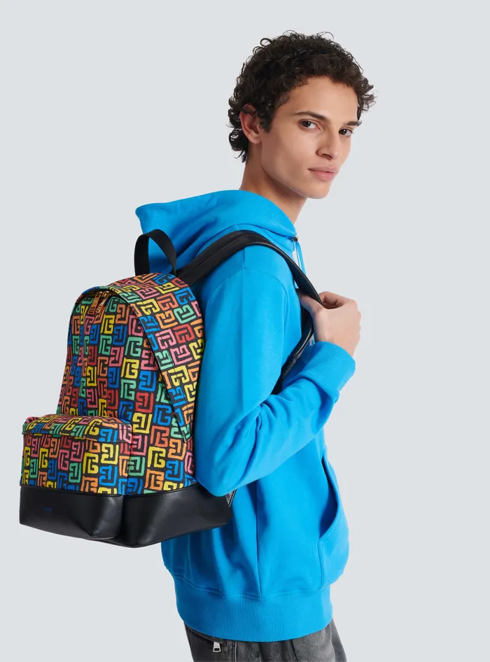 Balmain Multicoloured PB Labyrinth Canvas Backpack Black Men Bags And Backpacks