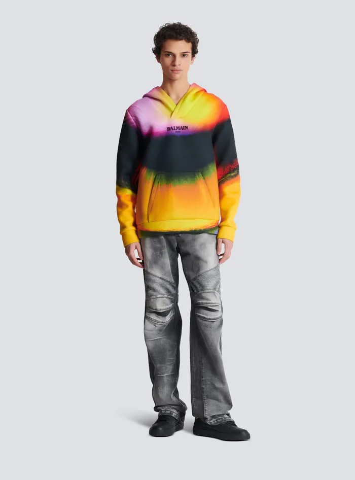 Balmain Neoprene Hoodie With Ibby Njoya Print Multicolor Men Sweatshirts