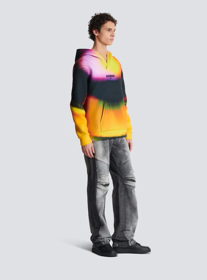 Balmain Neoprene Hoodie With Ibby Njoya Print Multicolor Men Sweatshirts
