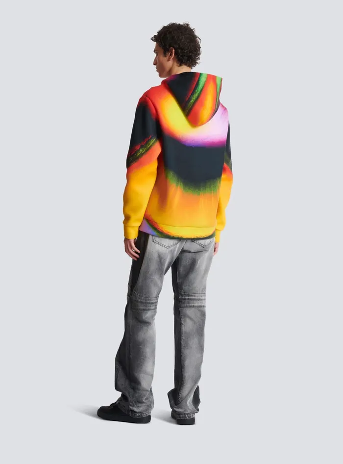 Balmain Neoprene Hoodie With Ibby Njoya Print Multicolor Men Sweatshirts