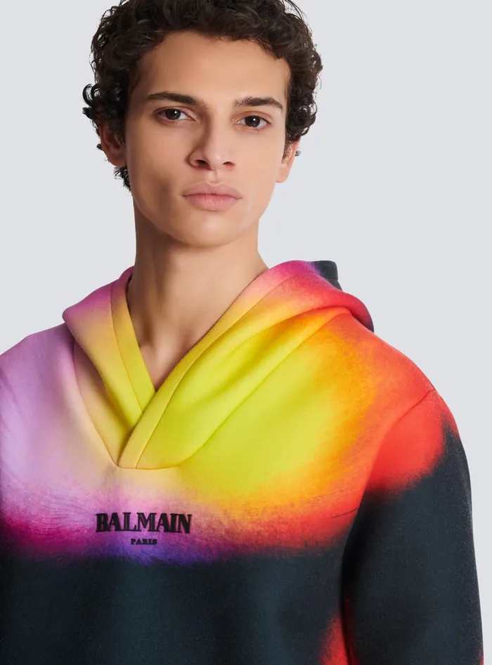 Balmain Neoprene Hoodie With Ibby Njoya Print Multicolor Men Sweatshirts