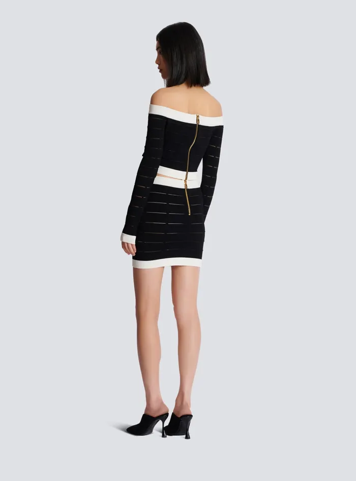 Balmain Offtheshoulder Knit Top Black Women Tops And Shirts