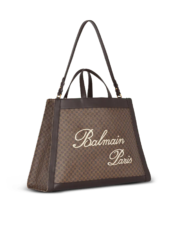 Balmain Olivier039s Cabas In Canvas And Leather Brown Women Handbags