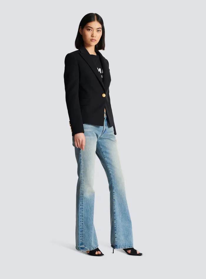 Balmain Onebutton Wool Blazer Black Women Jackets And Blazers