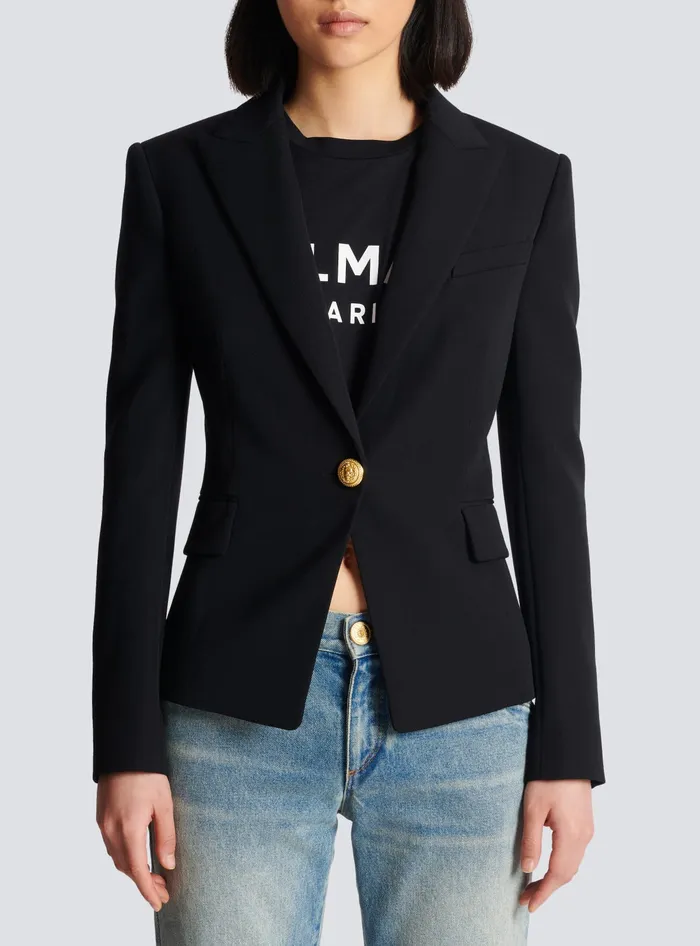 Balmain Onebutton Wool Blazer Black Women Jackets And Blazers