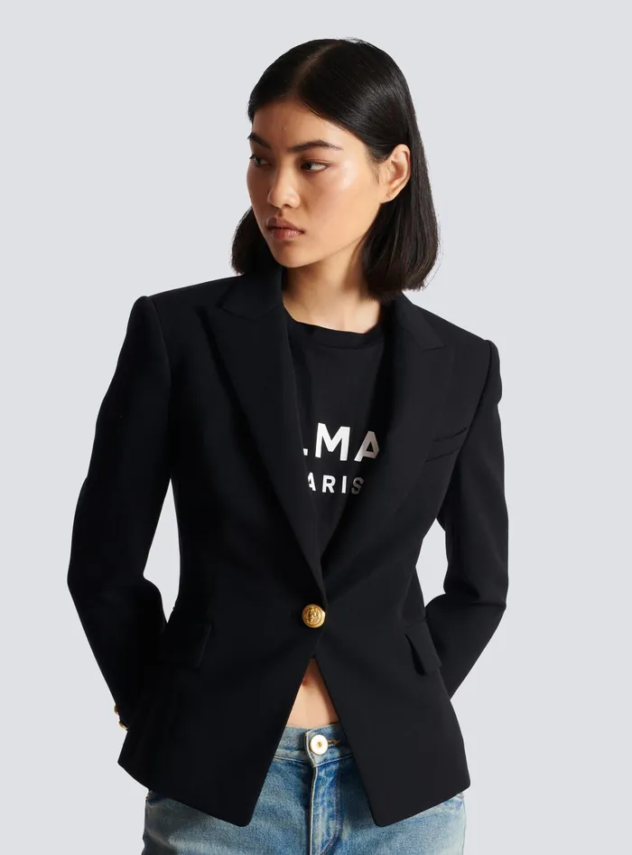 Balmain Onebutton Wool Blazer Black Women Jackets And Blazers