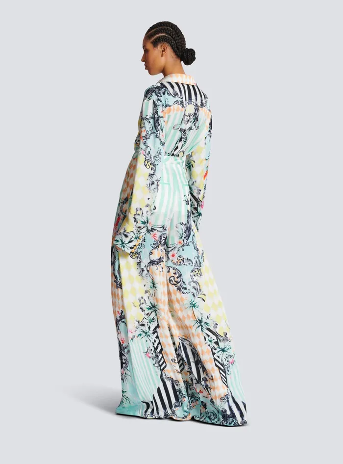 Balmain Palazzo Trousers With Baroque Print Multicolor Women Trousers And Shorts