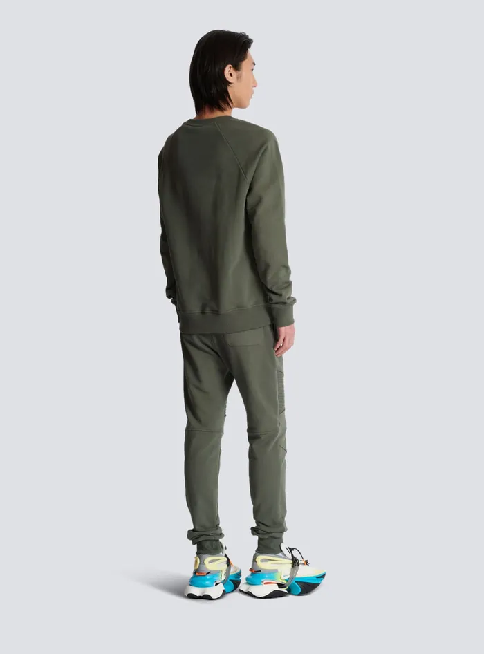 Balmain Paris Flocked Sweatshirt Khaki Men Sweatshirts