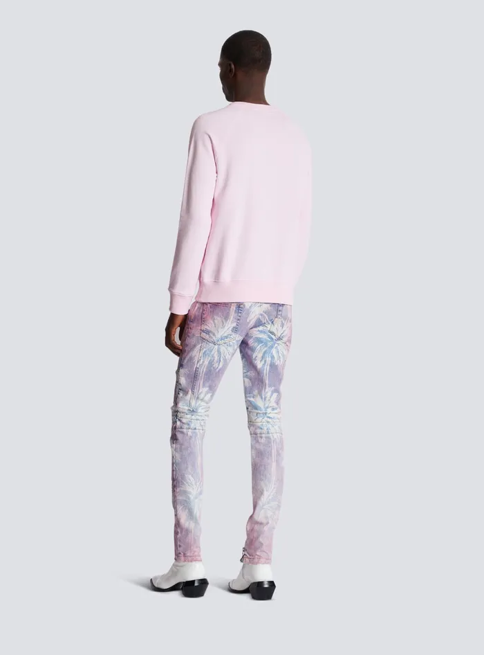 Balmain Paris Printed Sweatshirt Pink Men Sweatshirts