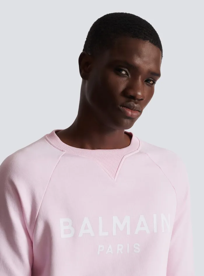 Balmain Paris Printed Sweatshirt Pink Men Sweatshirts