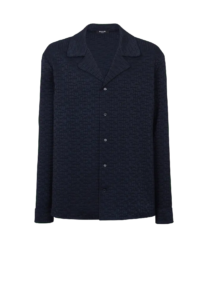 Balmain PB Labyrinth Jacquard Pyjama Shirt Navy Men Shirts And Polos
