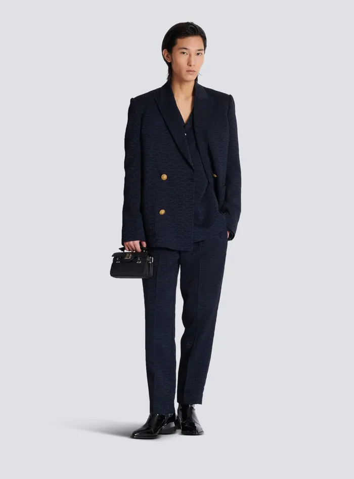 Balmain PB Labyrinth Jacquard Pyjama Shirt Navy Men Shirts And Polos