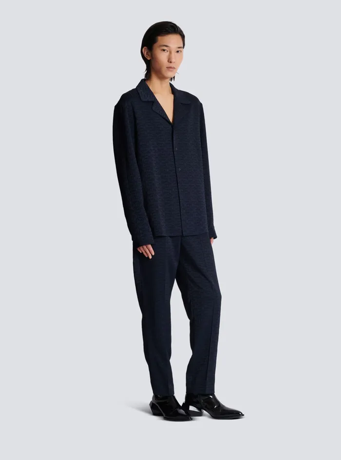 Balmain PB Labyrinth Jacquard Pyjama Shirt Navy Men Shirts And Polos
