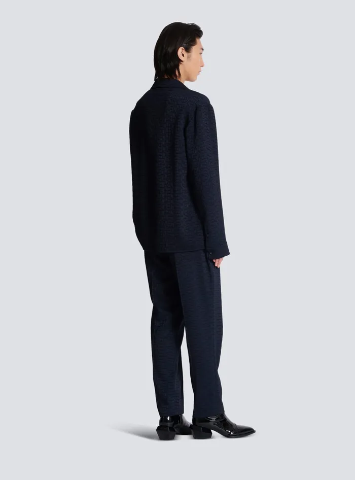 Balmain PB Labyrinth Jacquard Pyjama Shirt Navy Men Shirts And Polos