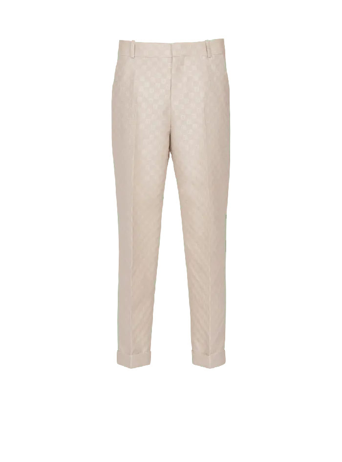 Balmain PB Labyrinth Jacquard Straightleg Trousers Beige Men Trousers And Shorts Balmain PB Labyrinth Jacquard Straightleg Trousers Beige Men Trousers And Shorts