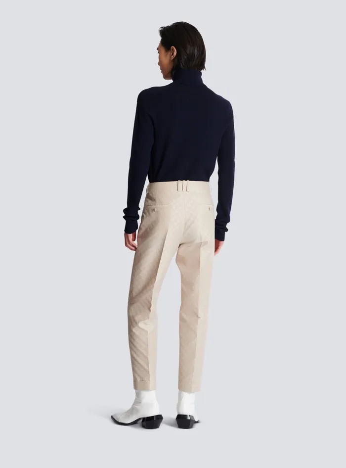 Balmain PB Labyrinth Jacquard Straightleg Trousers Beige Men Trousers And Shorts