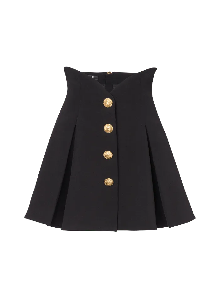 Balmain Pleated Crepe Tulip Skirt Black Women Skirts