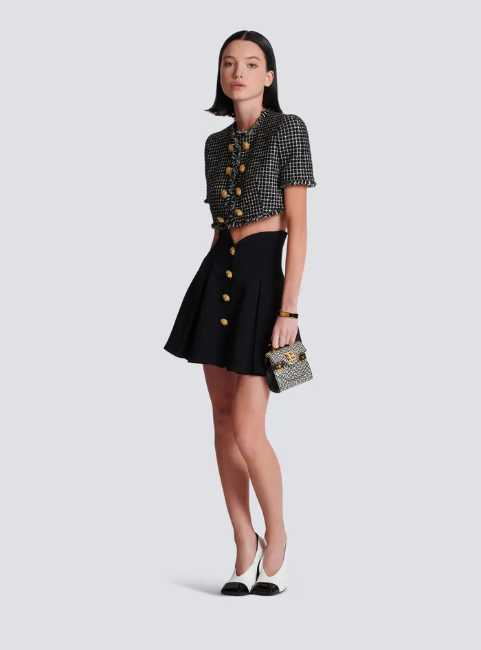 Balmain Pleated Crepe Tulip Skirt Black Women Skirts