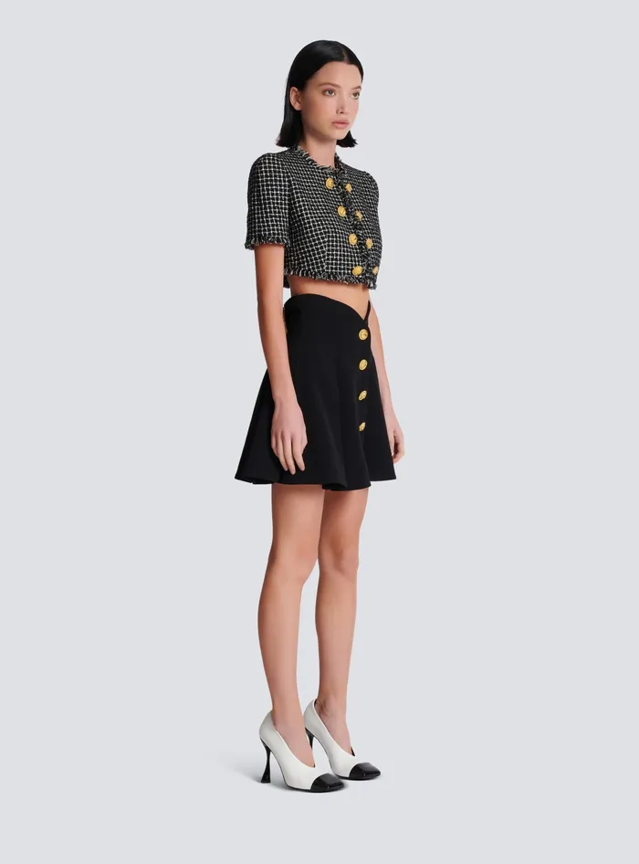 Balmain Pleated Crepe Tulip Skirt Black Women Skirts