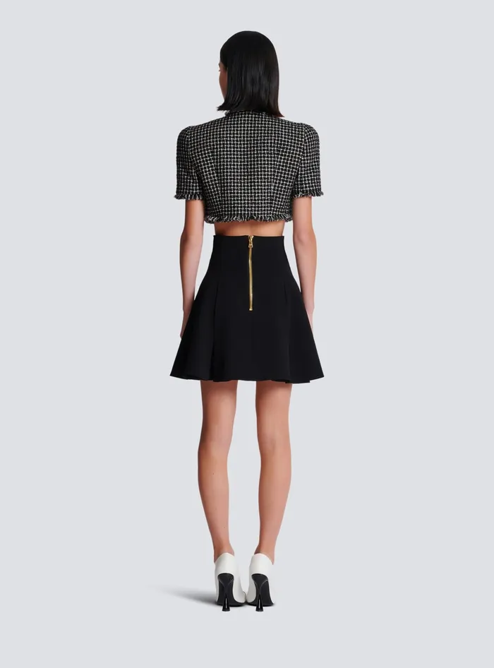 Balmain Pleated Crepe Tulip Skirt Black Women Skirts