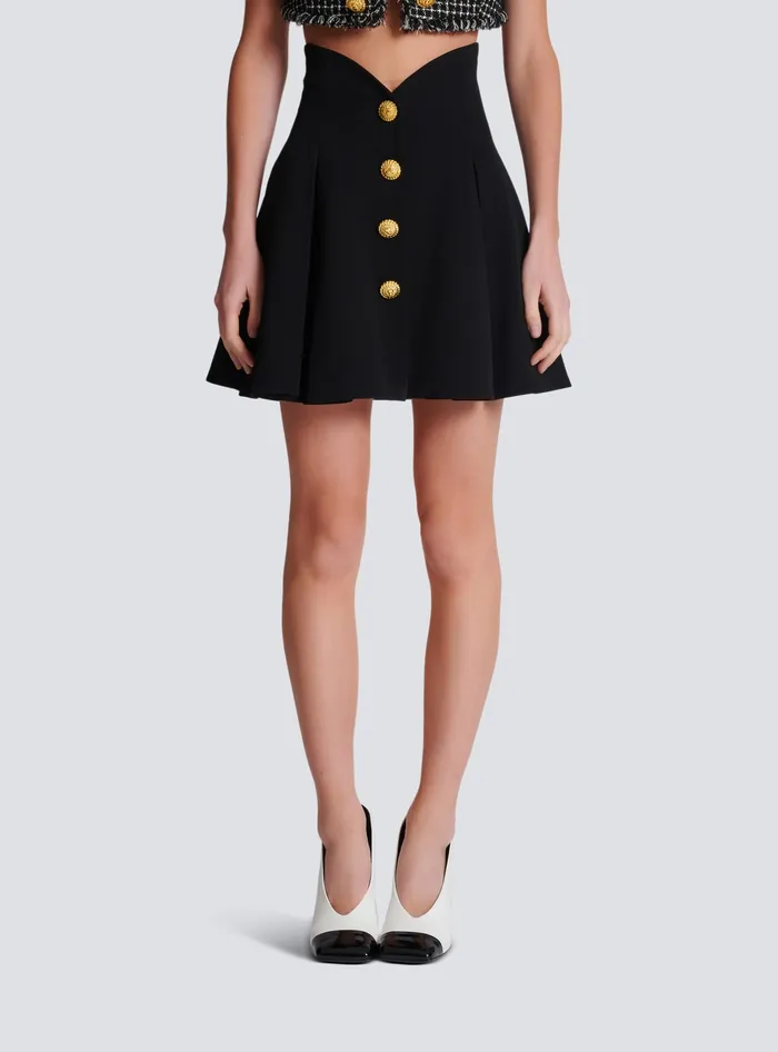 Balmain Pleated Crepe Tulip Skirt Black Women Skirts