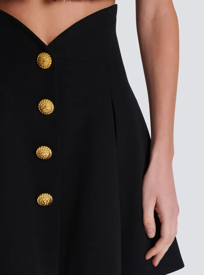 Balmain Pleated Crepe Tulip Skirt Black Women Skirts