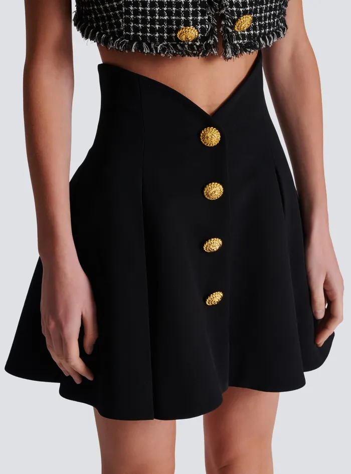 Balmain Pleated Crepe Tulip Skirt Black Women Skirts