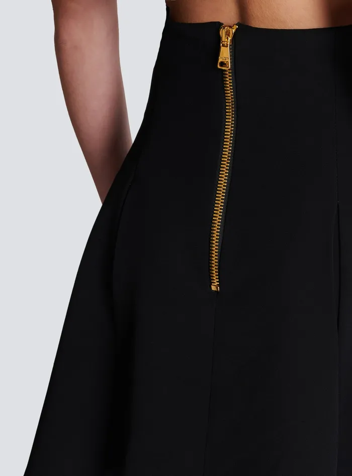 Balmain Pleated Crepe Tulip Skirt Black Women Skirts