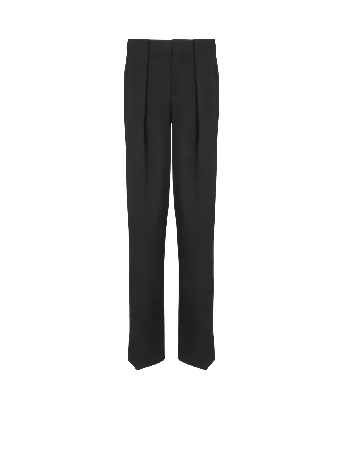 Balmain Pleated Grain De Poudre Trousers Black Men Trousers And Shorts