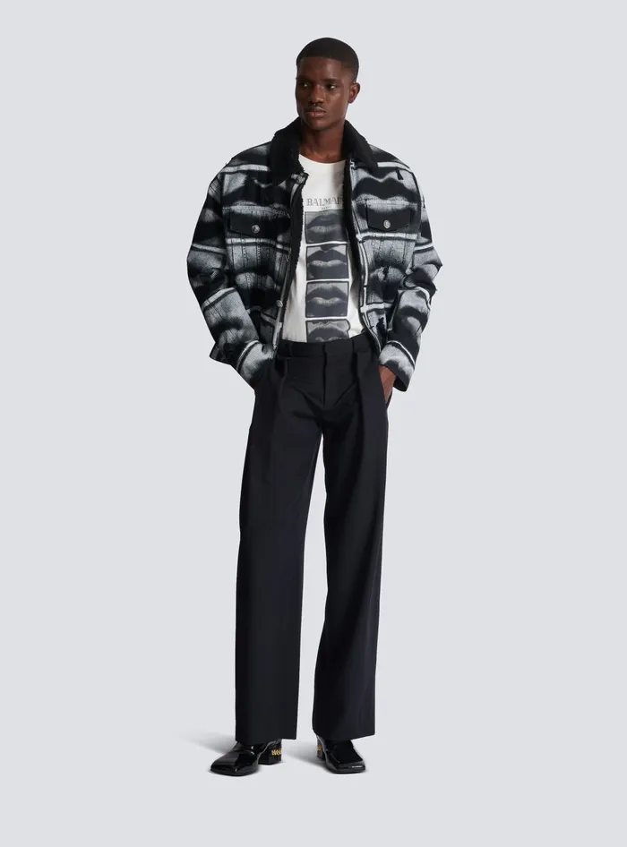 Balmain Pleated Grain De Poudre Trousers Black Men Trousers And Shorts