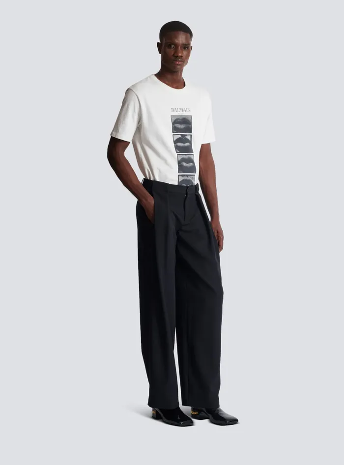 Balmain Pleated Grain De Poudre Trousers Black Men Trousers And Shorts