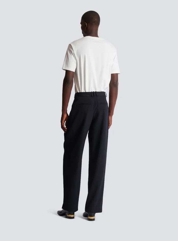 Balmain Pleated Grain De Poudre Trousers Black Men Trousers And Shorts