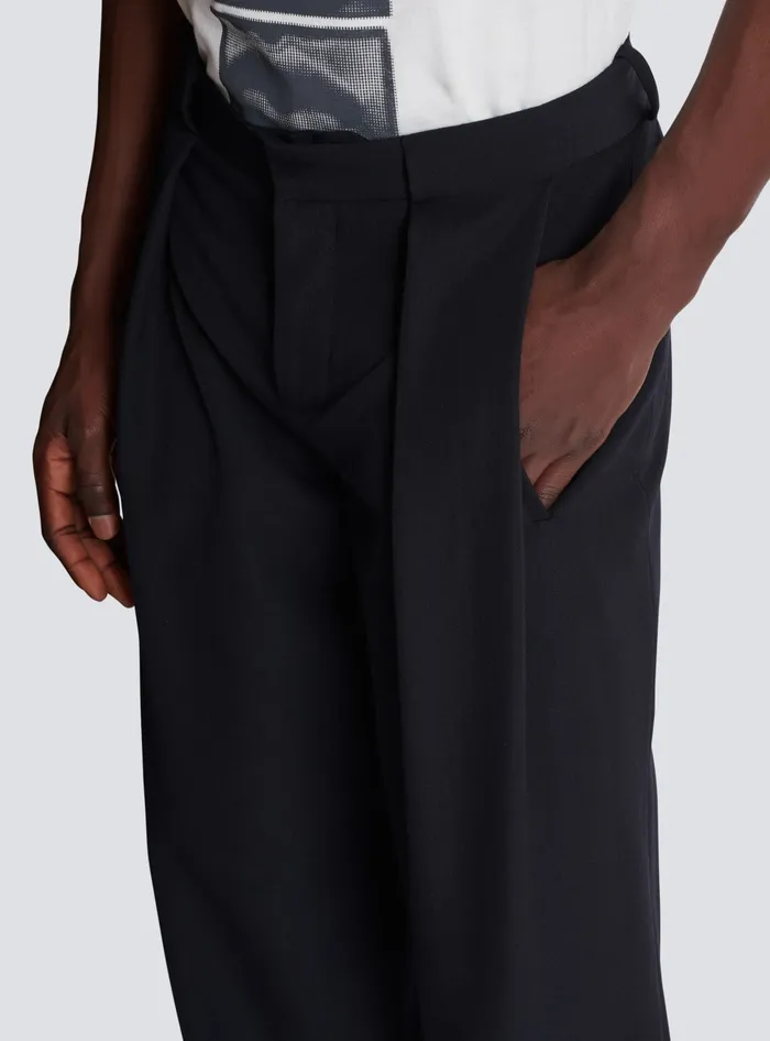 Balmain Pleated Grain De Poudre Trousers Black Men Trousers And Shorts