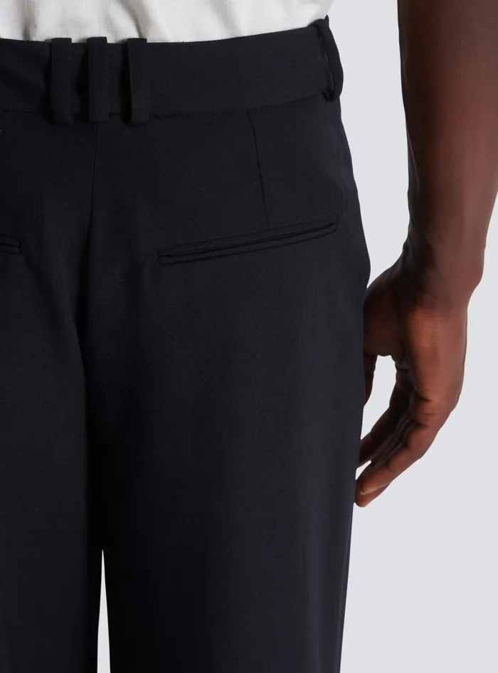 Balmain Pleated Grain De Poudre Trousers Black Men Trousers And Shorts