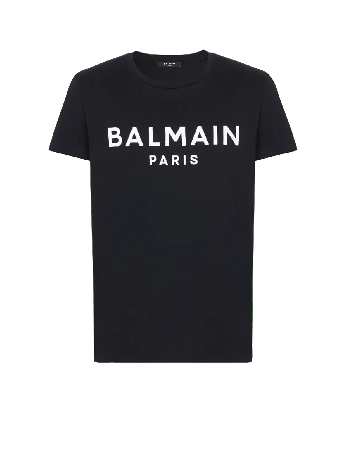 Balmain Printed Paris Shortsleeved Tshirt Black Men TShirts