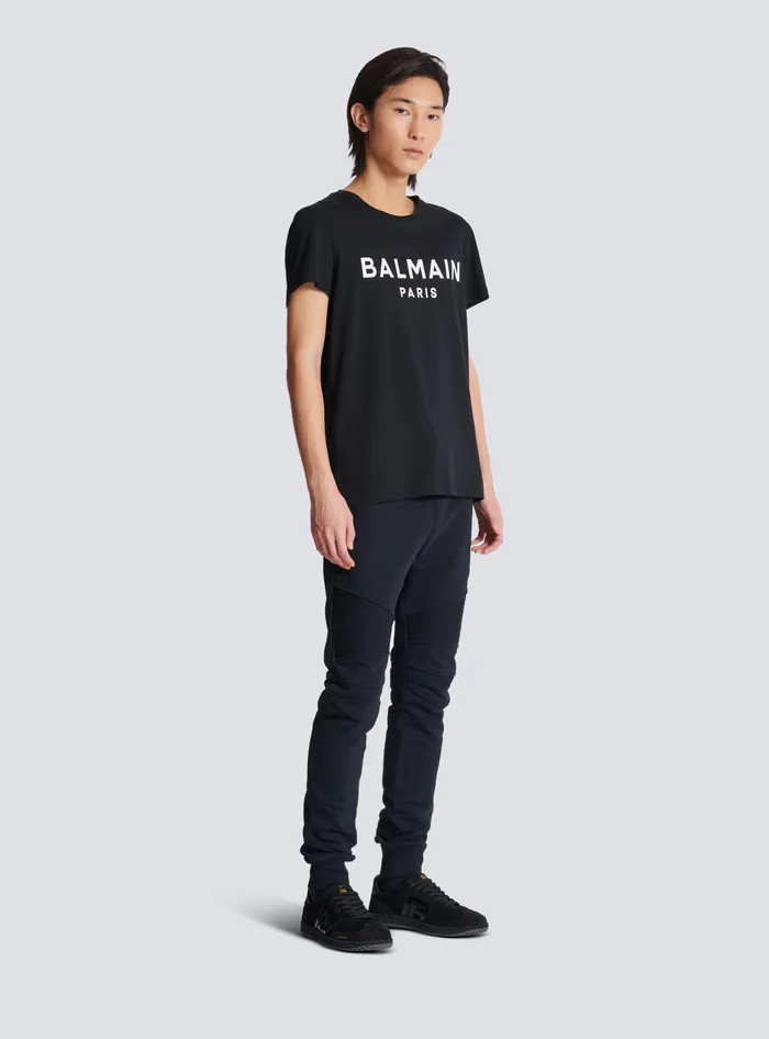 Balmain Printed Paris Shortsleeved Tshirt Black Men TShirts